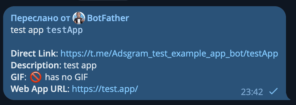 Telegram direct link and Web app url forwarded message