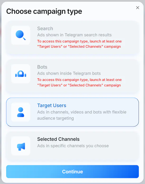Choose campaign type