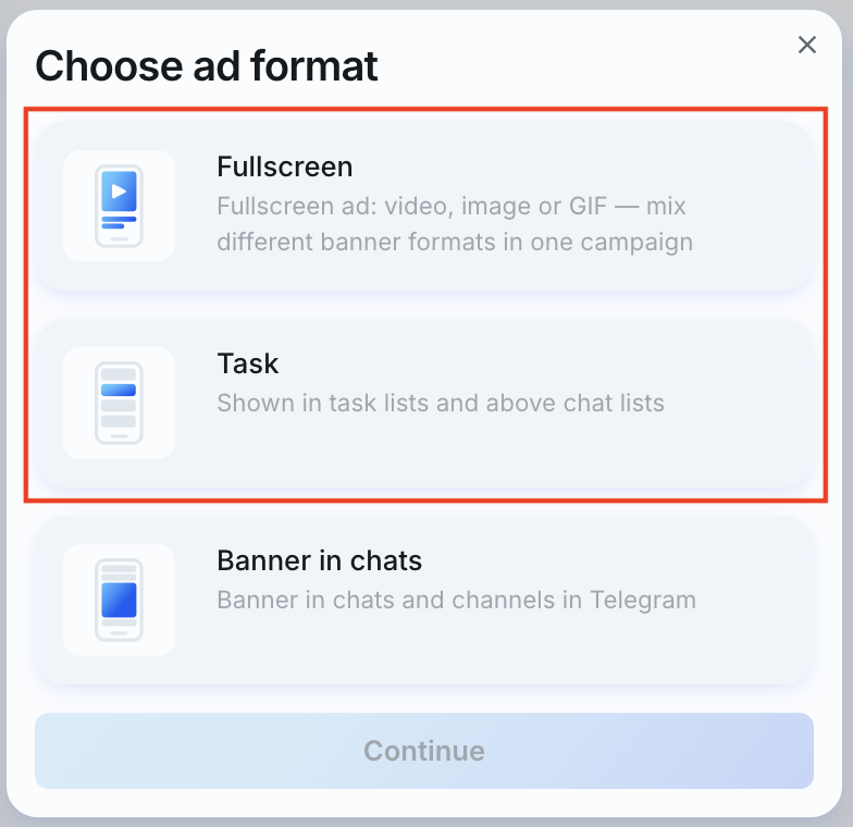 Choose ad format