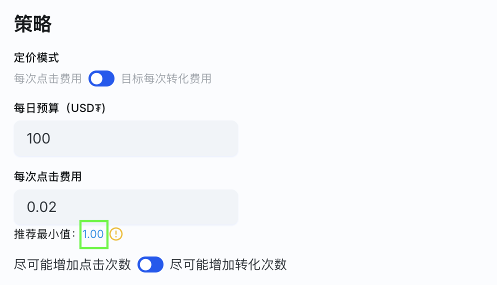 策略 每次点击费用