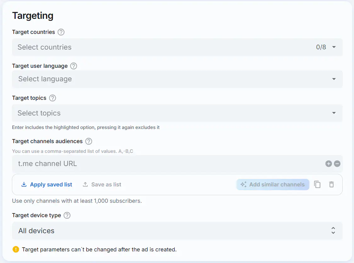 TgAds targeting